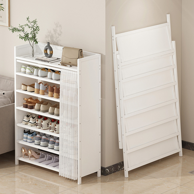 速发免室装可折叠鞋架门口宿用门后家舍鞋柜安内实木多层防尘屋用