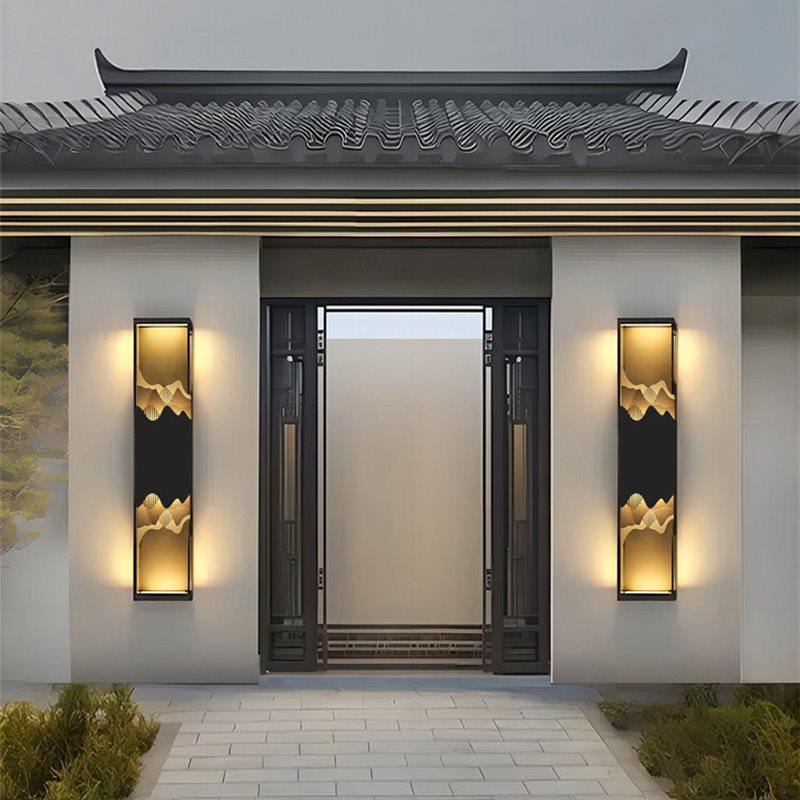 太阳能户外壁灯新中式防水大门庭院灯室外别墅景观院子门柱外墙灯