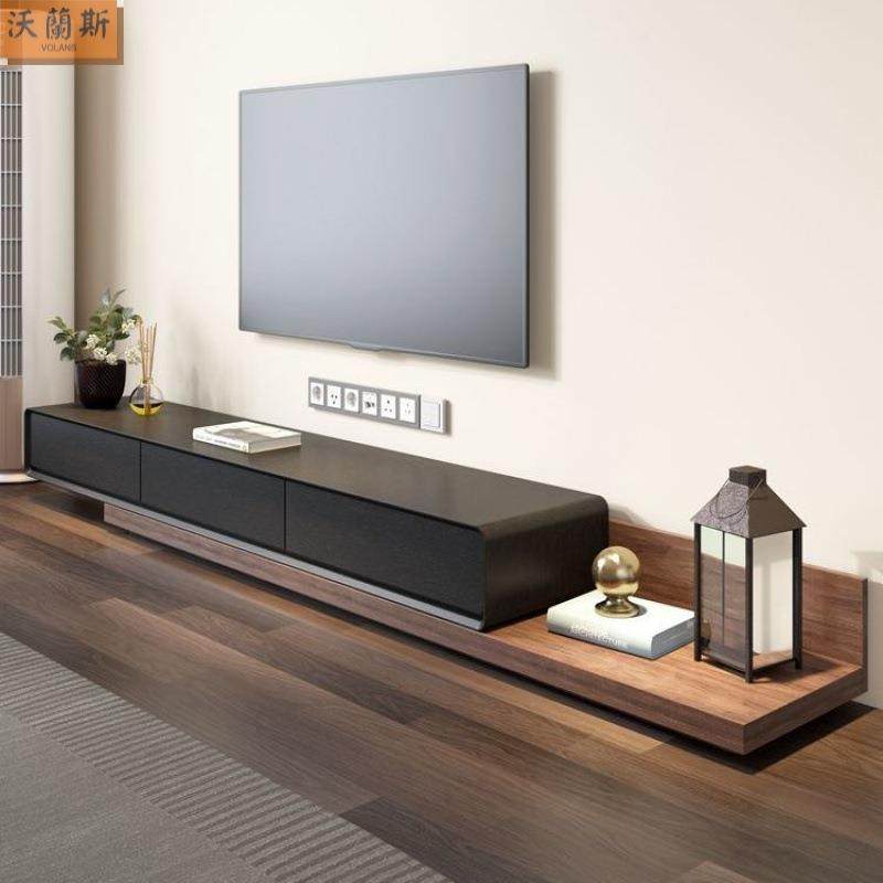 现代^简约可伸缩拉伸小户型电视柜$客厅电视柜茶几组合胡桃色地柜