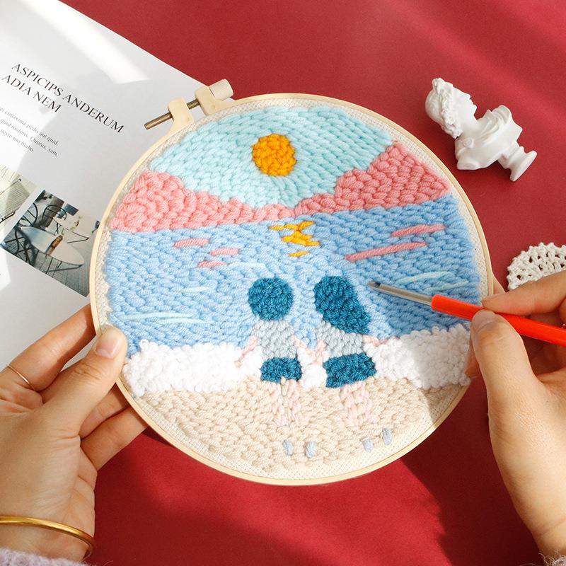 俄罗斯戳戳绣diy手工绣材料包针儿童初学者戳戳乐毛线画装饰画