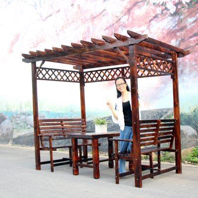 防腐木屋凉亭葡萄架户外庭院家具阳台花园休闲桌椅碳化木爬藤花架