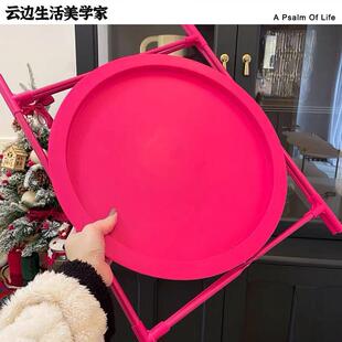 备户外阳台茶桌家用圆形小桌子客厅宿舍卧室 折叠茶几咖啡桌春游装