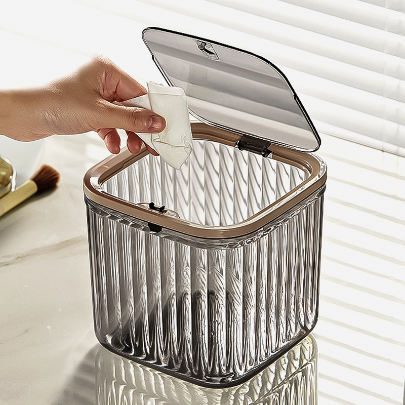 方形大小号透明加厚桌面小垃圾桶
