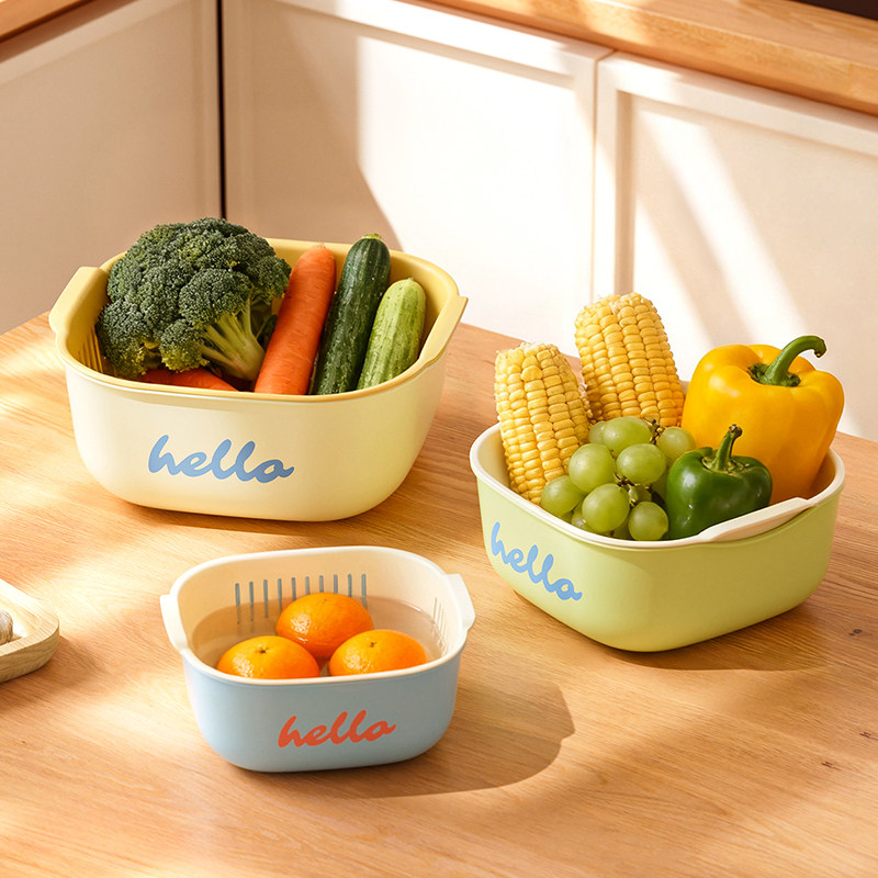 正家沥水篮家用新款双层洗菜盆三件套厨房淘菜篮水果盆加厚滤水筐,餐饮具,洗菜盆/沥水篮/漏水筛,淘宝优惠券,粉丝福利购,淘宝优惠卷