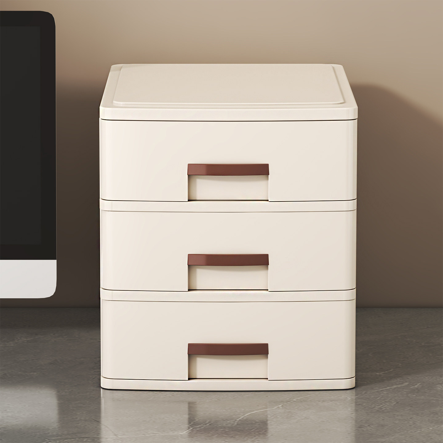 抽屉式桌面收纳盒办公室书桌上文件置物架双层整理盒杂物储物箱柜