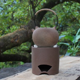 老岩泥炭炉煮茶炉烧水壶潮汕功夫茶炉茶具碳炉白S泥碳炉壶火炉风