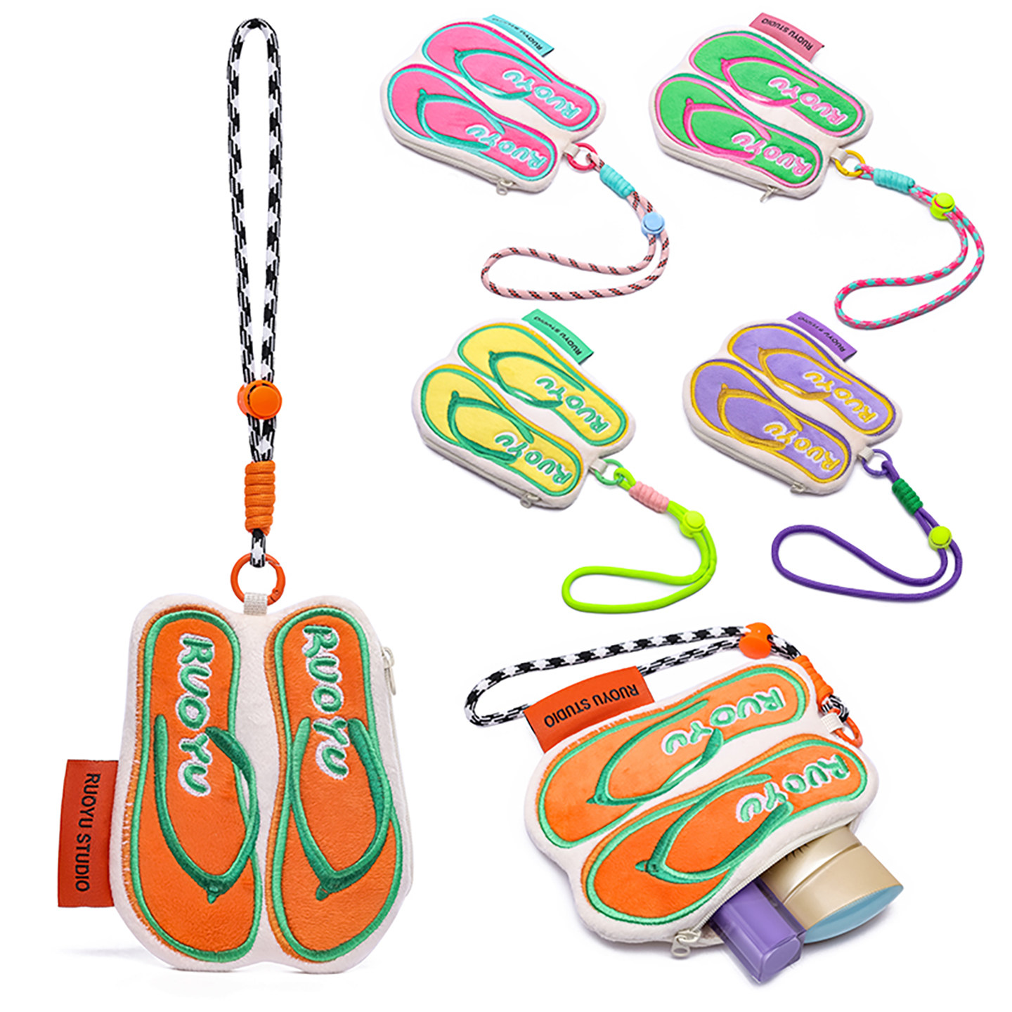 RUOYUSTUDIO原创可爱拖鞋造型口红小包卡包零钱包钥匙包耳机包,箱包皮具/热销女包/男包,钥匙包,淘宝优惠券,粉丝福利购,淘宝优惠卷