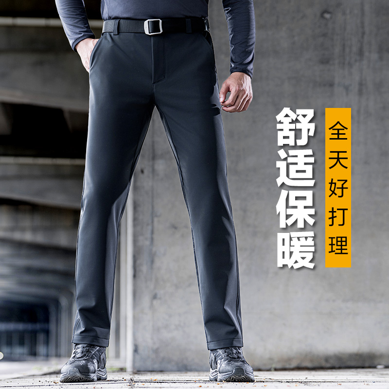 龙牙先锋8号软壳修身长裤男户外加厚通勤秋冬防风裤保暖裤子