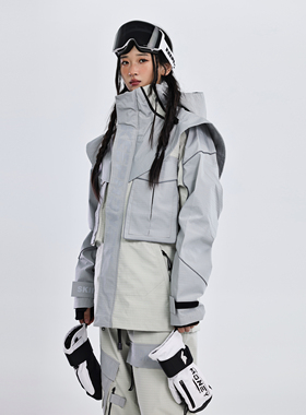 KEEPMONEY【宫廷银河】灰色滑雪服套装3L雪服单双板户外防水耐磨