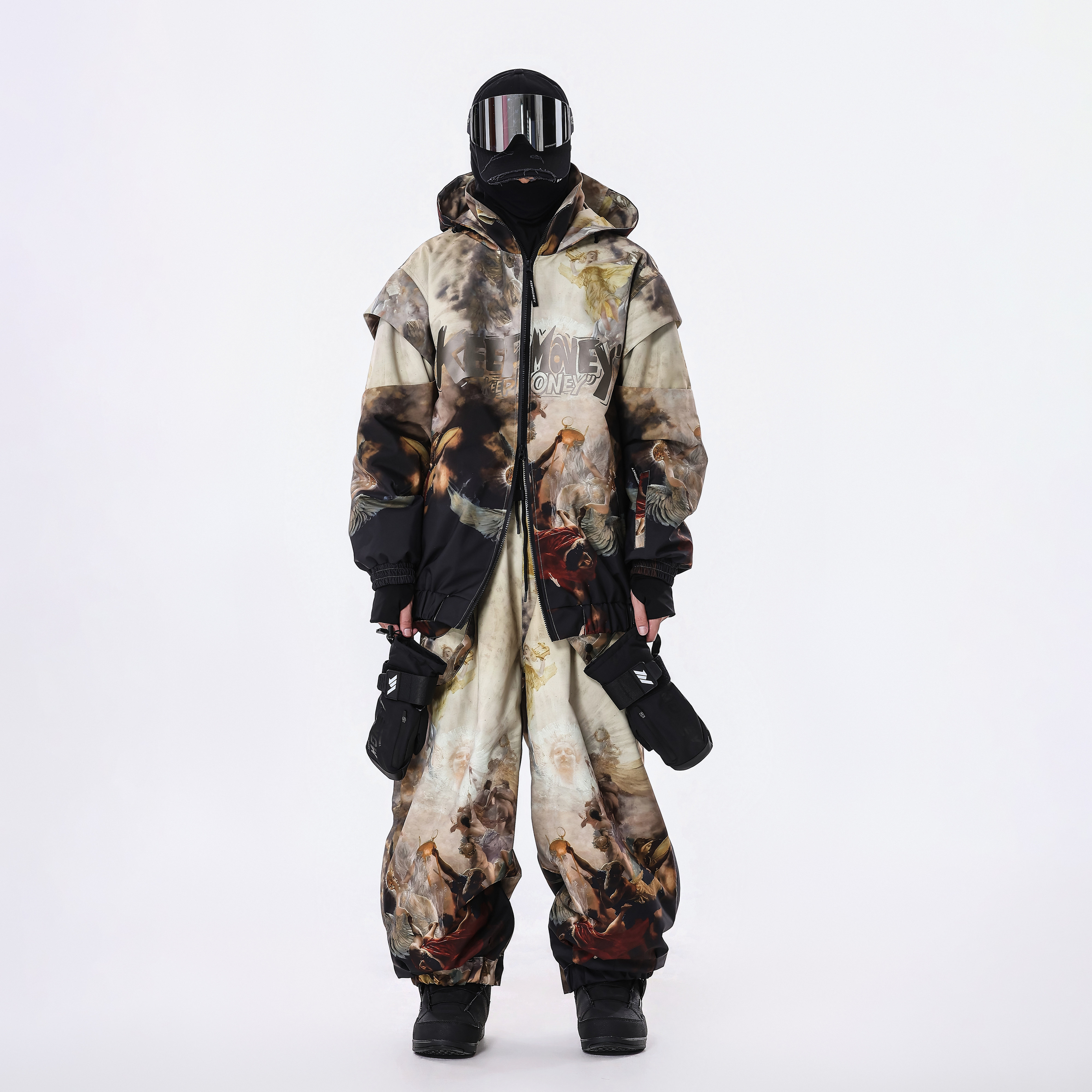 KEEPMONEY中世纪复古滑雪服套装男女单板宽松防水防风加厚雪服