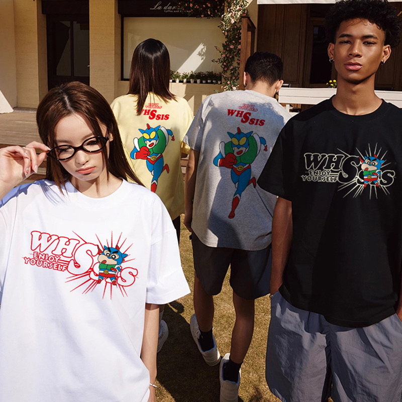 WHSSIS官方店短袖T恤美式复古夏季休闲半袖男女动感超人宽松潮流