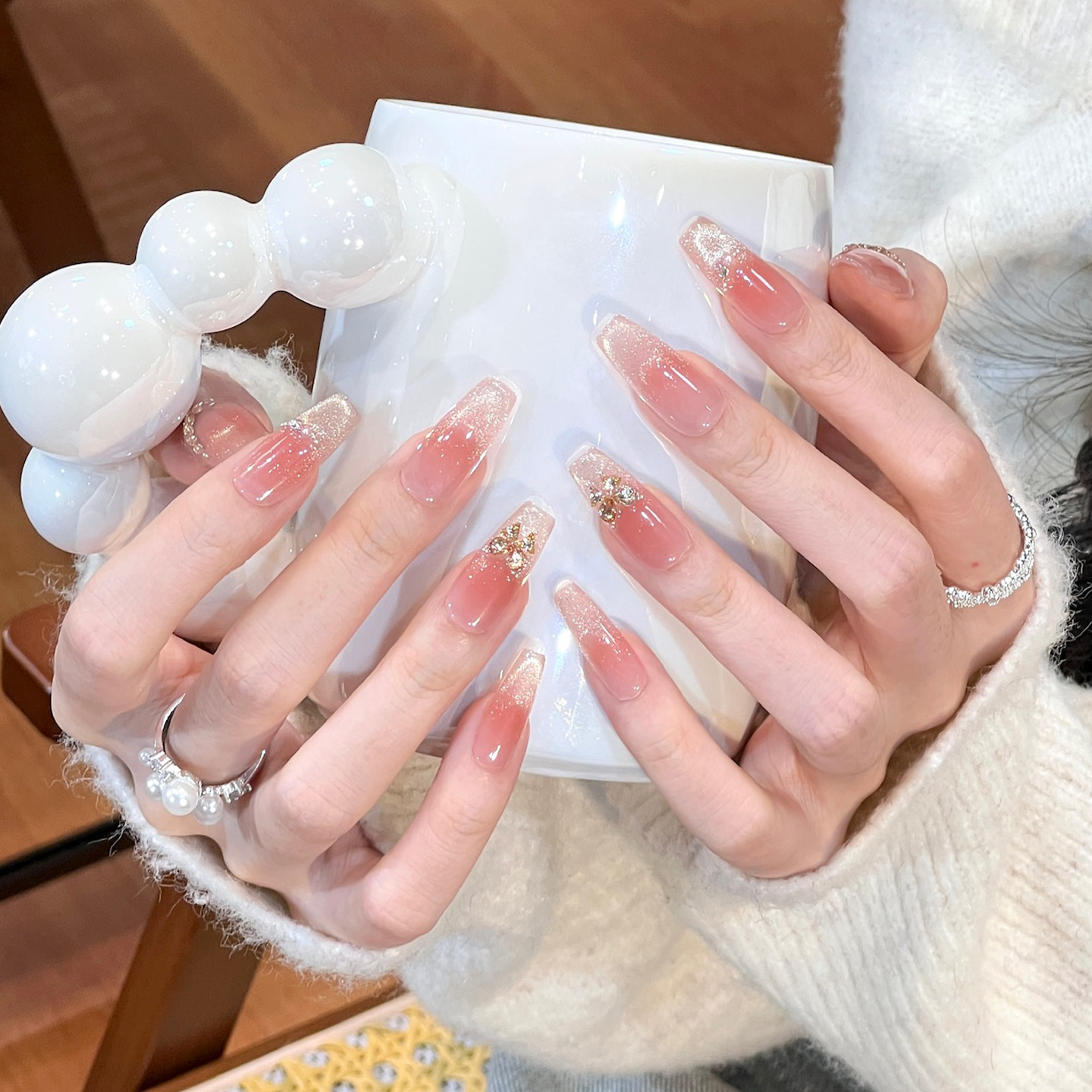 植兔纯手工穿戴甲中长款腮红裸色猫眼美甲黄皮显白蝴蝶高级感甲片,彩妆/香水/美妆工具,穿戴甲/甲片,淘宝优惠券,粉丝福利购,淘宝优惠卷