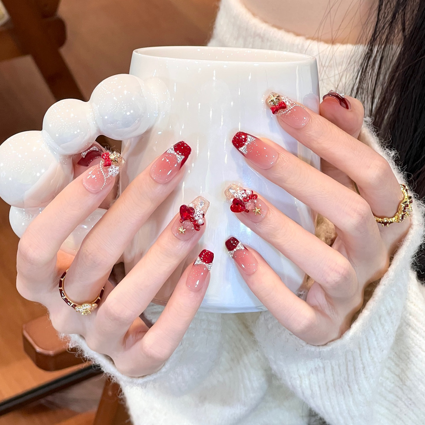 植兔法式美甲穿戴甲手工短款新年款高级红色猫眼高质感秋冬款贴片,彩妆/香水/美妆工具,穿戴甲/甲片,淘宝优惠券,粉丝福利购,淘宝优惠卷