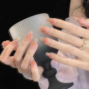 植兔手工穿戴甲奶咖肉桂腮棕香槟碎钻多肉极光琉璃氛围感显白美甲