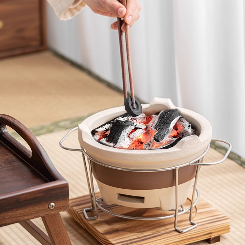 围炉煮茶炭炉烧烤炉架子取暖碳炉户外烤火盆家用室内陶土打边炉