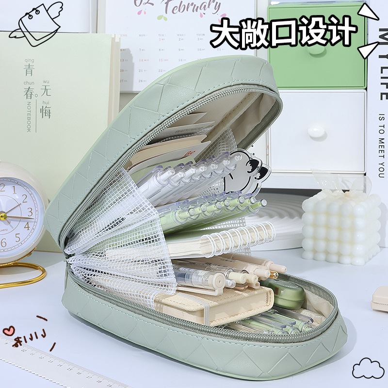 多功能大容量笔袋高颜值铅笔盒韩版编织笔筒文具盒六层收纳袋
