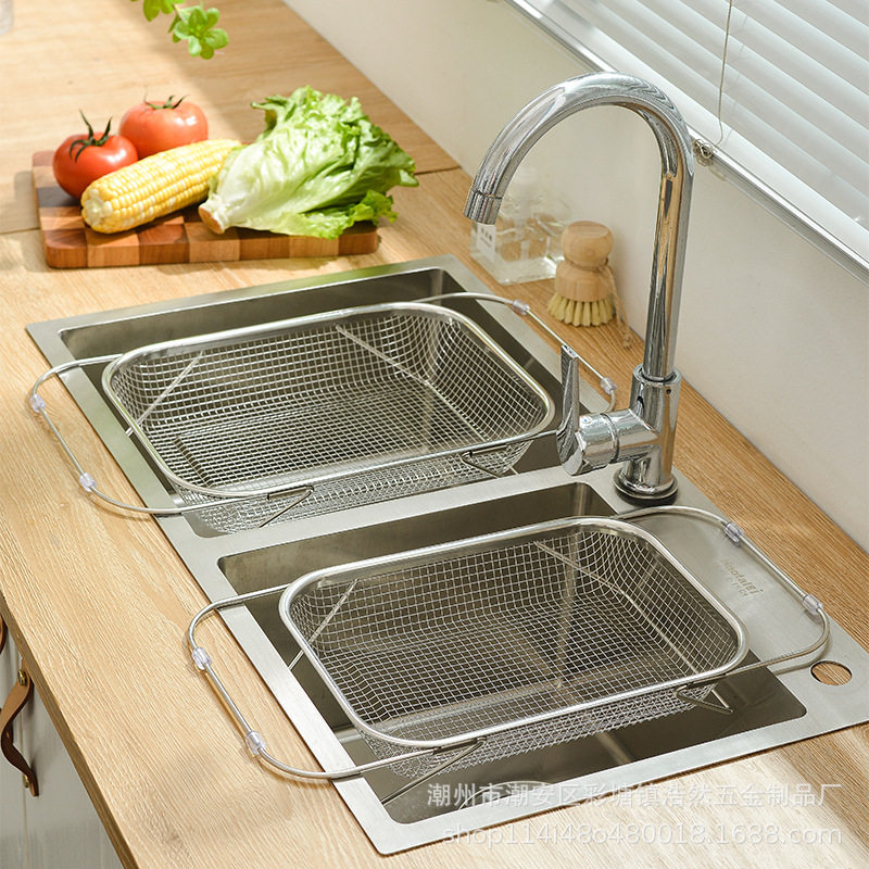 可伸缩水槽沥水篮不锈钢洗菜盆置物架厨房水池沥水架洗碗池沥碗架,厨房/烹饪用具,水槽置物架,淘宝优惠券,粉丝福利购,淘宝优惠卷
