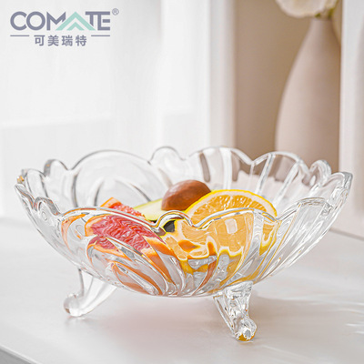 [宠粉福利]过年家用高颜值三脚果盘1200ML大容量高白料晶莹剔透