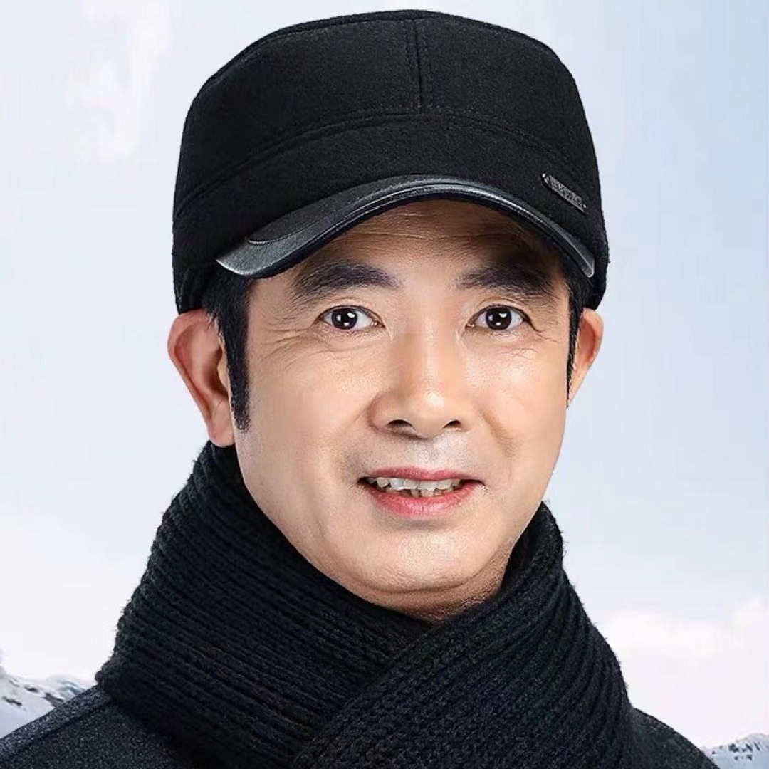 帽子男中老年保暖顶帽护外爸爸护耳帽冬款老头爷爷呢子大帽檐防寒