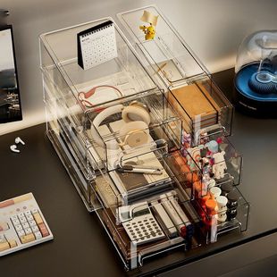 整理盒 面膜收纳盒桌面化妆品护肤品家用宿舍杂物透明亚克力抽屉式