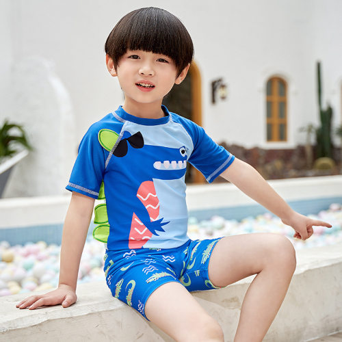 亦浪儿童泳衣男童宝宝分体三件套游泳衣 中小童防晒速干卡通泳装
