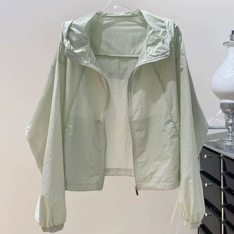 防晒衣女薄款开衫防晒外套2025春夏连帽防晒服防紫外线中长款