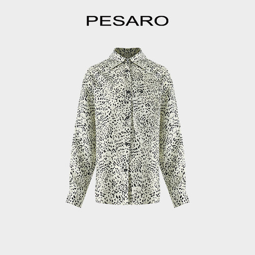 PESAROPESARO男士豹纹印花衬衫宽松休闲通勤风百搭衬衣5109-7P37