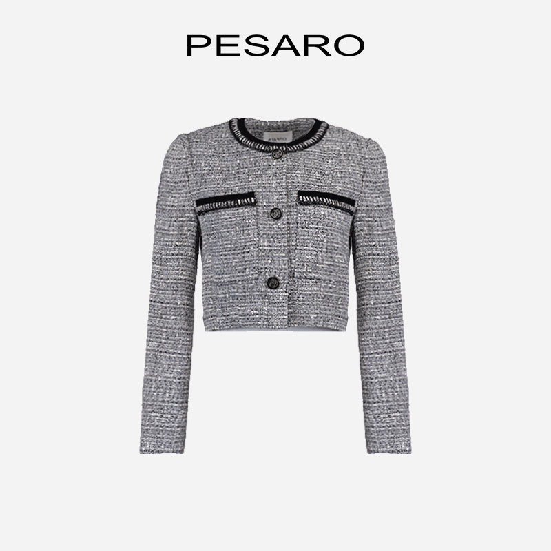 PESARO黄蕙玲女装春季气质复古优雅百搭圆领夏季粗花呢短身外套,女装/女士精品,短外套,淘宝优惠券,粉丝福利购,淘宝优惠卷