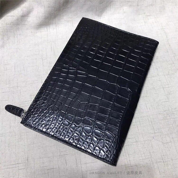 龙符鳄鱼皮手拿包男真皮泰国整张肚皮无拼接高档薄款柔软信封夹包