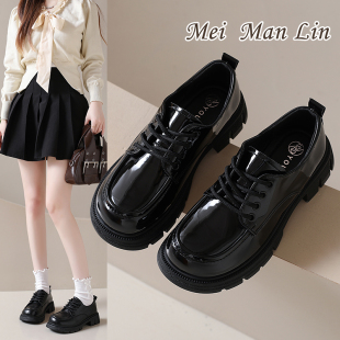 百搭圆头系带单鞋 梅蔓琳英伦风小皮鞋 时尚 复古厚底乐福鞋 春秋新款
