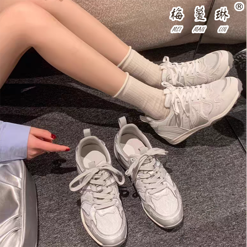 春季新款透气网面小白鞋女