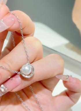 925银星轨环绕圆珠项链秋季轻奢优雅时尚高级不掉色锁骨链