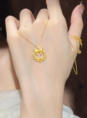 925银金色结圣诞花环项链新款秋冬氛围感不掉色锁骨链