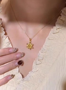 925银金色雪花项链女新款轻奢新中式小众设计不掉色锁骨链简约