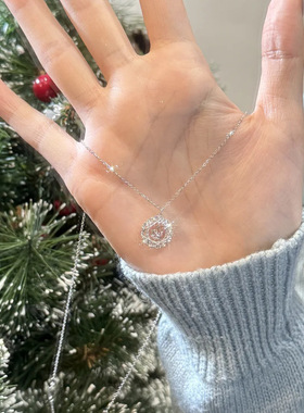 925银圣诞爆闪雪花花环项链新款轻奢高级小众设计不掉色锁骨链