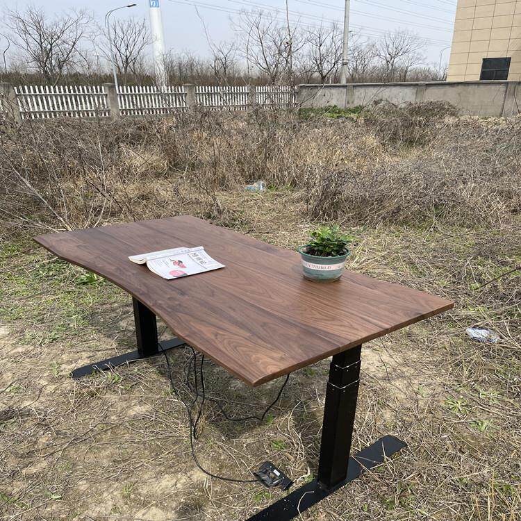 实木桌面餐桌书桌茶几黑胡桃樱桃木定制工作台升降桌一字隔板