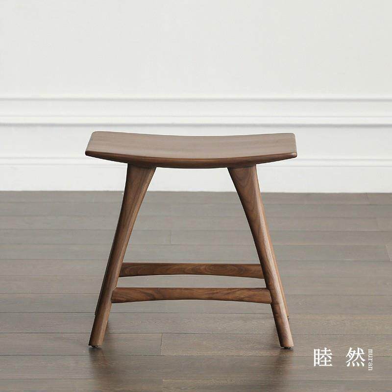 北美黑胡桃木凳子比利时坐凳北欧实木梳妆凳现代简约餐桌凳小凳子