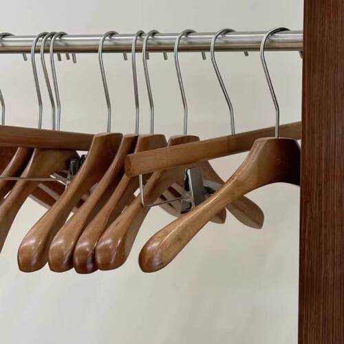 胡桃木色女装衣挂服装店专用实木衣架儿童裤架复古衣服撑套装挂架