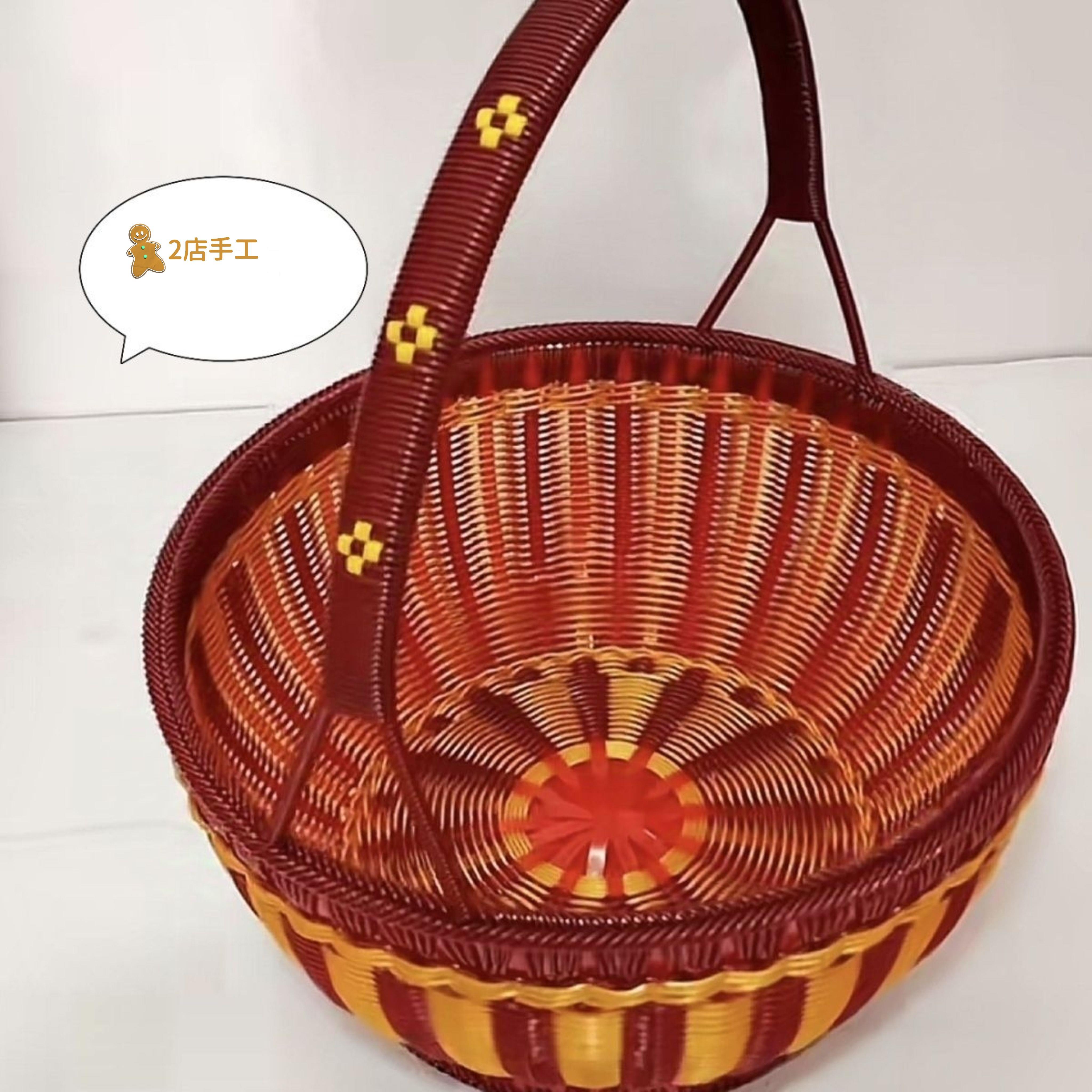 OENY编织篮子购物彷藤条pet提菜篮传统水果篮野餐篮喜篮拜神篮