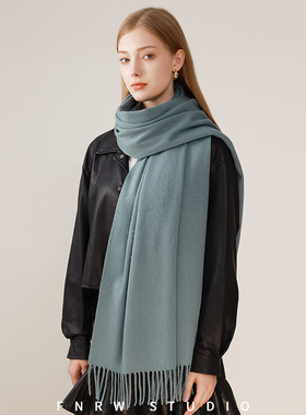 法式纯色潮流100%纯羊毛围巾女冬季加厚保暖超大羊绒围脖披肩外搭