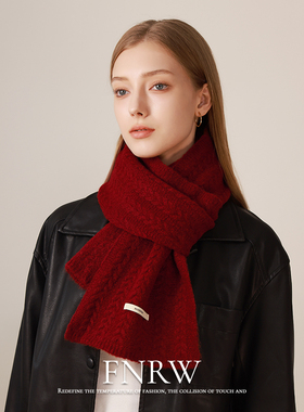 甄选澳洲羊毛红色围巾女冬季百搭2025新款保暖御寒高级感羊绒围脖