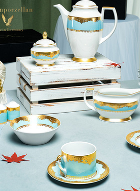 德国进口Falken陶瓷餐具欧式24K金奢华杯碗碟星级酒店摆台套装