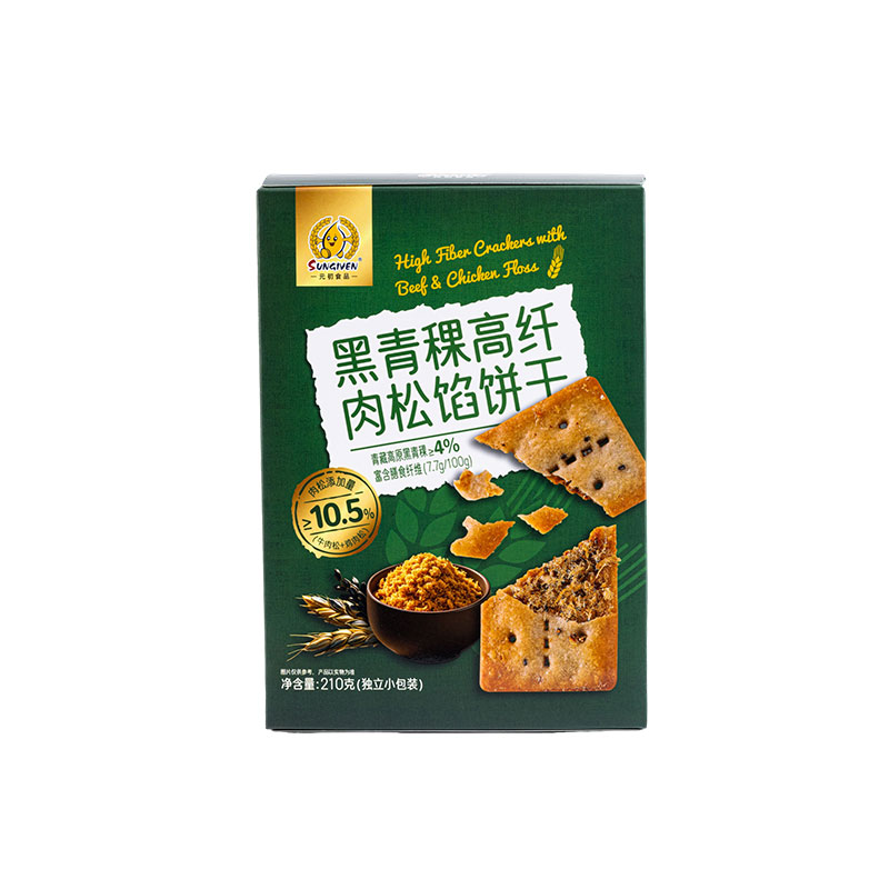 元初食品SUNGIVEN黑青稞高纤肉松馅饼干210g休闲零食夹心独立包装