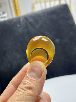 纯天然缅甸琥珀顶级金棕大头指环圈口19.6mm