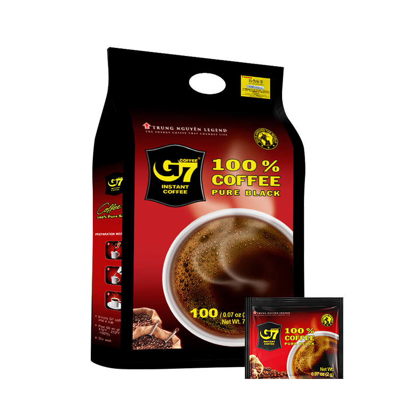 越南中原G7美式速溶纯黑咖啡2g*100杯