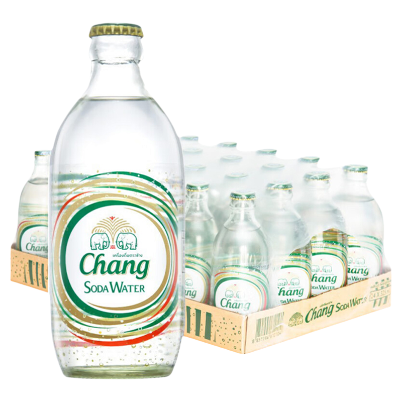 chang牌泰象苏打水原味气泡水整箱325ml*24瓶泰国进口大象饮料