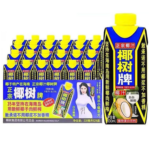 椰树牌椰子汁植物蛋白饮料海南特产椰树椰汁330ml*24瓶
