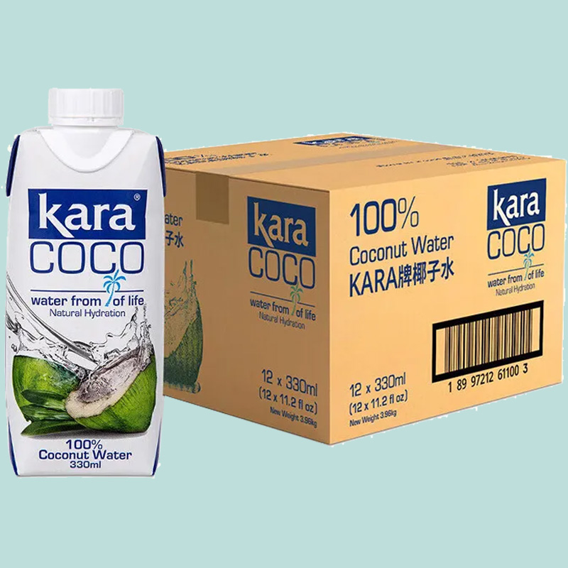 kara印尼进口椰汁鲜新鲜椰子水椰青生椰植物蛋白果汁饮料300ml*12