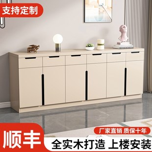 实木餐边柜简约现代客厅边柜收纳柜家用橱柜加长香槟色柜储物柜子