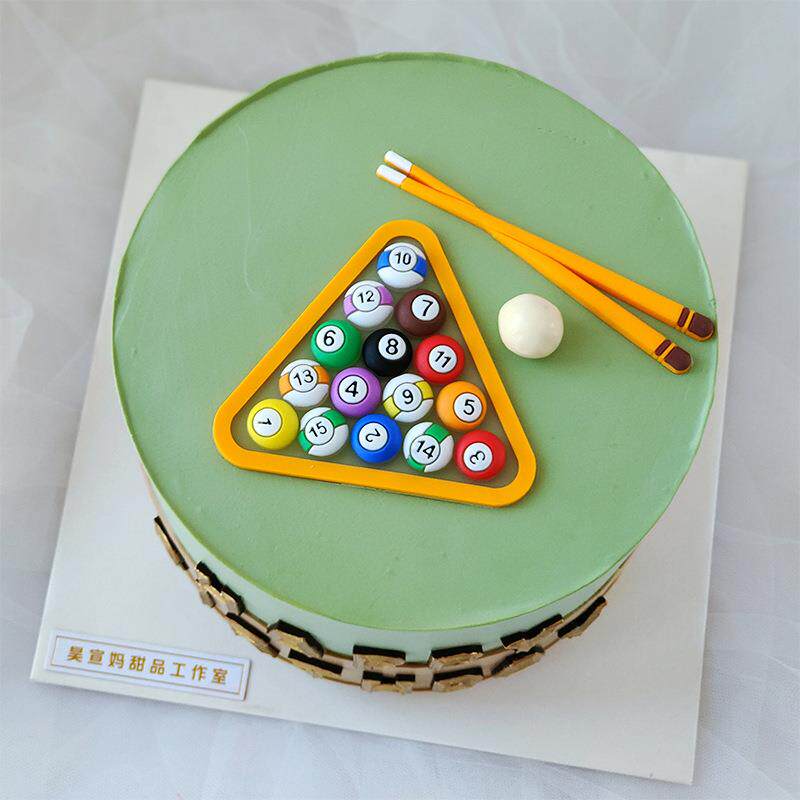 铭康软胶台球蛋糕摆件桌球pvc成人儿童男孩生日插牌插件烘焙用品